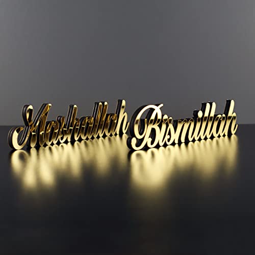 IWA Concept Bismillah Mashallah Gold | Wohnkultur oder islamische Dekoration für Tisch oder Regale | Eid-Dekorationen | Islamisches Ramadan-Geschenk | Islamische Tischdekoration IWA Concept Bismillah Mashallah Gold | Wohnkultur oder islamische Dekoration für Tisch oder Regale | Eid-Dekorationen | Islamisches Ramadan-Geschenk | Islamische Tischdekoration von iwa concept