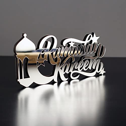 iwa concept Islamische Tischdekorationen aus Holz mit Acryl, Ramadan-Kareem-und Eid-Mubarak-Dekoration, islamisch muslimische Geschenke, Ramadan Kareem-4, Silber iwa concept Islamische Tischdekorationen aus Holz mit Acryl, Ramadan-Kareem-und Eid-Mubarak-Dekoration, islamisch muslimische Geschenke, Ramadan Kareem-4, Silber von iwa concept