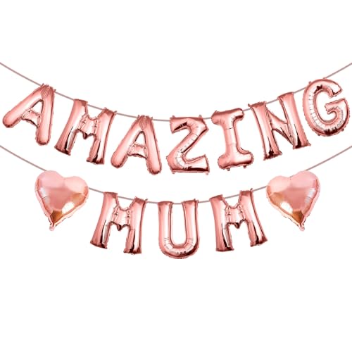 Muttertagsdekorationen – 40,6 cm Happy Mothers Day Banner, Muttertag Rose Gold Folienballons für Muttertag Party Dekor und Überraschung (Amazing MuM) von iwiio