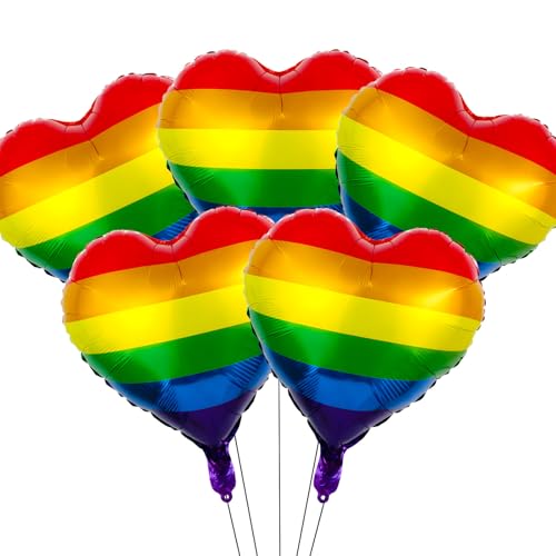 Regenbogen-Luftballons, 45,7 cm, Herz-Ballons, Gay-Pride-Dekorationen, große Größe, für Geburtstag, Babyparty, Hochzeit, 5 Stück Regenbogen-Luftballons, 45,7 cm, Herz-Ballons, Gay-Pride-Dekorationen, große Größe, für Geburtstag, Babyparty, Hochzeit, 5 Stück von iwiio