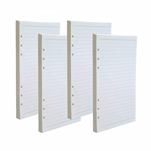 iwobi 4 Pack Nachfüllpapier A5, 6 Löcher, 180 Blatt/360 Seiten, Creme, Gestrichelt von iwobi