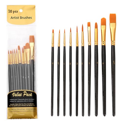 iwontalersy 10 Stück Künstlerpinsel Set,Basics Künstlerpinsel im Set,Premium Nylon Acrylfarben Pinsel,für Malliebhaber,Kinder und Anfänger,Schwarz iwontalersy 10 Stück Künstlerpinsel Set,Basics Künstlerpinsel im Set,Premium Nylon Acrylfarben Pinsel,für Malliebhaber,Kinder und Anfänger,Schwarz von iwontalersy