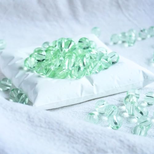 Jabrand 150-teiliges Perlen-Set, 8 mm, transparente Glasperlen, klare runde Kristallperlen für Armbandherstellung, Schmuck, Bastelbedarf (grün) von jabrand