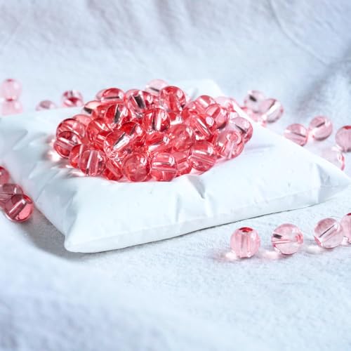 Jabrand 150-teiliges Perlen-Set, 8 mm, transparente Glasperlen, klare runde Kristallperlen für Armbandherstellung, Schmuck, Bastelbedarf (rot) von jabrand