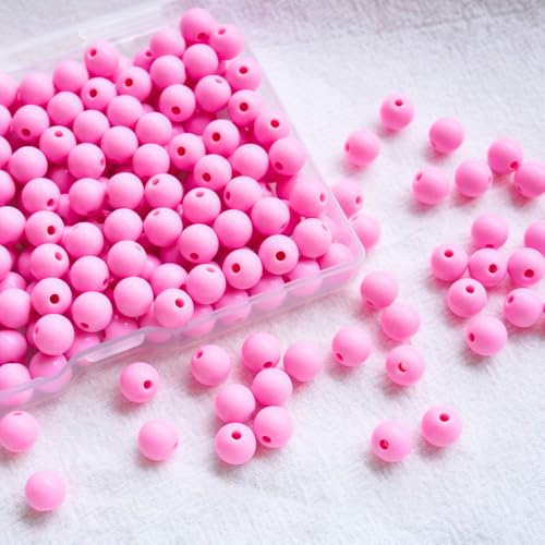Jabrand Acrylperlen für Armbänder, 8 mm Kunststoffperlen, glatte runde Perlen für Schmuckherstellung, Bastelbedarf, Rosa, 250 Stück von jabrand