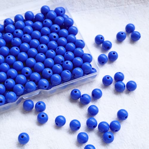 Jabrand Acrylperlen für Armbänder, 8 mm Kunststoffperlen, glatte runde Perlen für Schmuckherstellung, Bastelbedarf (Marineblau), 250 Stück von jabrand
