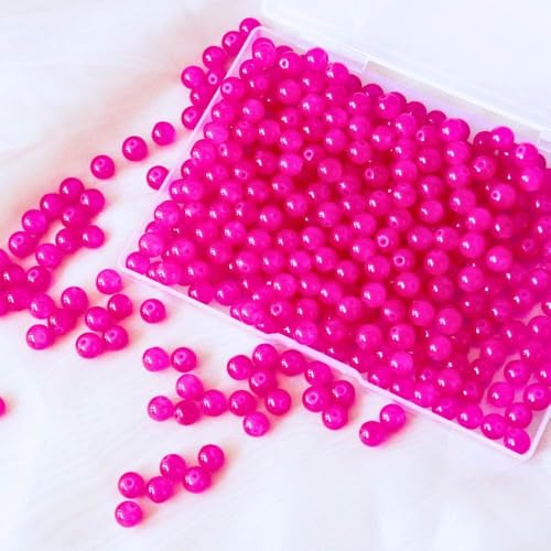 Jabrand Glasperlen, 8 mm Glasperlen für Barcelet und Schmuckherstellung, DIY Handwerk (Hot Pink), 145 Stück von jabrand
