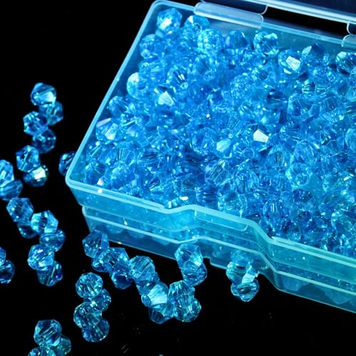 Jabrand Kristallperlen für Armbandherstellung, 6 mm, Doppelkegel, Glasperlen, facettierte kleine Perlen für Schmuckherstellung, Basteldekoration, Blau, 240 Stück Jabrand Kristallperlen für Armbandherstellung, 6 mm, Doppelkegel, Glasperlen, facettierte kleine Perlen für Schmuckherstellung, Basteldekoration, Blau, 240 Stück von jabrand