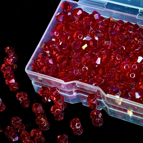 Jabrand Kristallperlen für die Armbandherstellung, 6 mm, Doppelkegel, Glasperlen, facettierte kleine Perlen für Schmuckherstellung, Basteldekoration, Rot, 240 Stück Jabrand Kristallperlen für die Armbandherstellung, 6 mm, Doppelkegel, Glasperlen, facettierte kleine Perlen für Schmuckherstellung, Basteldekoration, Rot, 240 Stück von jabrand