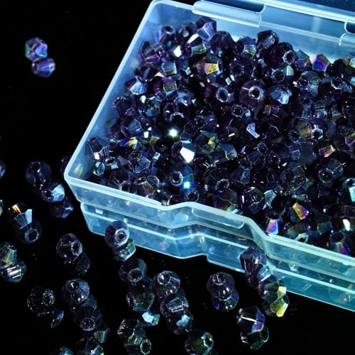 Jabrand Kristallperlen für die Armbandherstellung, 6 mm, Doppelkegel, Glasperlen, facettierte kleine Perlen für Schmuckherstellung, Basteldekoration, Violett, AB (Violett) von jabrand