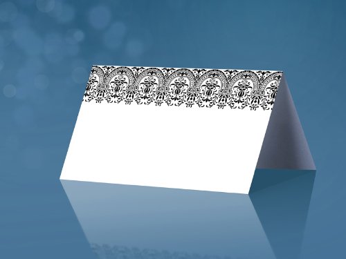 Tischkarten weiß mit Ornamenten Platzkarten Hochzeit Familienfeier (schwarze Ornamente) von jakopabra