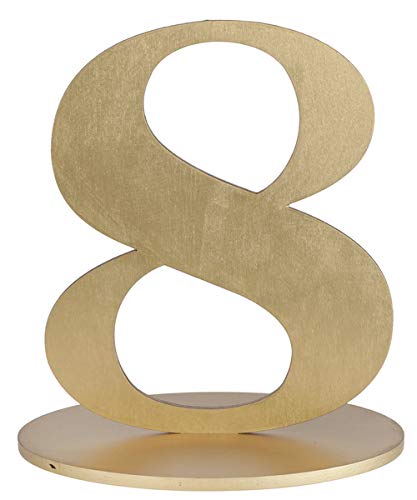 jakopabra Holz-Zahl Gold 16cm mit Ständer (Zahl 8) von jakopabra