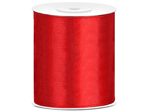 jakopabra Satin Dekoband Hochzeit Geschenk 25 m auf Einer Rolle 100 mm breit (rot) von Mcties