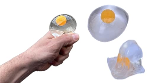 jameitop® 2x Ei Klatsch Spiegelei Gag Spielzeug – Lustiger Scherzartikel aus Gummi – Rohes Fake-Ei klebt an Fenstern & glatten Flächen – Wurfspiel Spaß für Kinder & Erwachsene von jameitop
