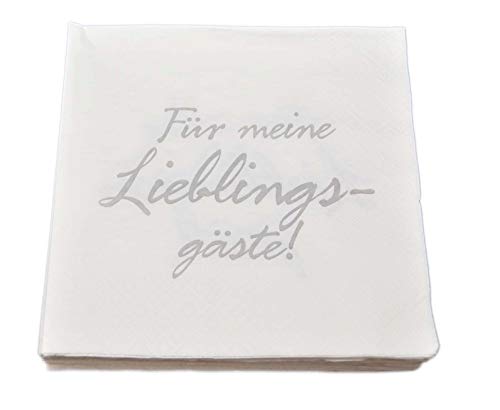 jameitop Servietten 40 Stück - Mit Text: Für Meine Lieblings Gäste - weiß Platz Set Tisch Deko 33X33CM von jameitop