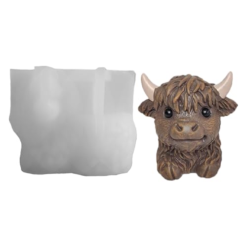 Silikonformen Gießformen Hochlandrind, Highland Cow Kerzenformen Silikon, Niedliche Kalbsform Fondant Form Epoxidharz Giessformen Für Baking Crafts Seife Schokolade, 10.5x8cm von jamgeery
