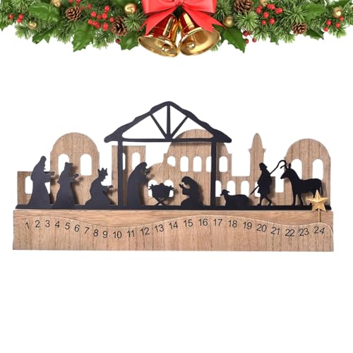 jamgeery Weihnachts Countdown Kalender,Holz Weihnachtskrippe Adventskalender 2025 | Festliche Tischdekoration Wohnzimmer Schrank Flur Bücher von jamgeery