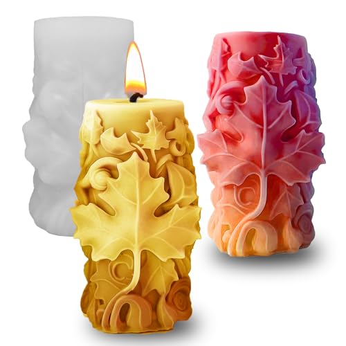 Japleed Ahornblatt-geprägte Kerzenformen, Herbstblätter, Stumpenkerzen-Silikonformen, 3D-Herbstformen für Seife, Wachs, Epoxidharz, Fondant, Schokolade, Kuchen, Dessert, Dekoration, DIY-Zubehör Japleed Ahornblatt-geprägte Kerzenformen, Herbstblätter, Stumpenkerzen-Silikonformen, 3D-Herbstformen für Seife, Wachs, Epoxidharz, Fondant, Schokolade, Kuchen, Dessert, Dekoration, DIY-Zubehör von japleed