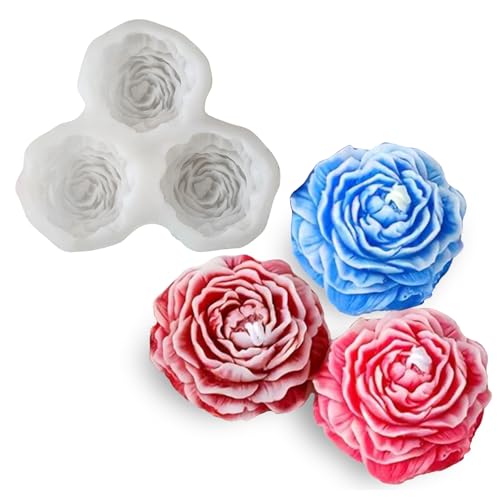 Japleed Silikonform mit 3 Mulden, für Fondant, Schokolade, Pfingstrosen, Kerzenformen zur Kerzenherstellung, Epoxidharz-Gussform, 3D-Blumenformen für Harz, Beton, Kerzen, Wachs, Seife, Gips, Dekor Japleed Silikonform mit 3 Mulden, für Fondant, Schokolade, Pfingstrosen, Kerzenformen zur Kerzenherstellung, Epoxidharz-Gussform, 3D-Blumenformen für Harz, Beton, Kerzen, Wachs, Seife, Gips, Dekor von japleed