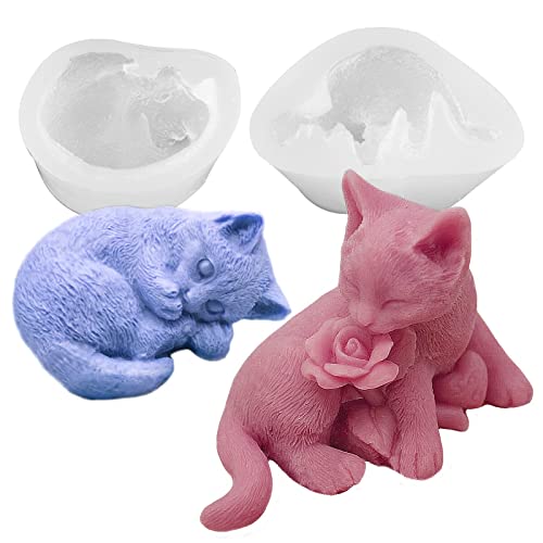 Silikon-Katzenform, 3D-Katzen-Rosen-Seifenform, Silikonformen für Kerzen, Seife, Katze, Kunstharz, Kerzenformen, niedliches Tier, Epoxidguss, Gips, Betonform, DIY-Kunsthandwerksset, Heimdekoration, 2 Silikon-Katzenform, 3D-Katzen-Rosen-Seifenform, Silikonformen für Kerzen, Seife, Katze, Kunstharz, Kerzenformen, niedliches Tier, Epoxidguss, Gips, Betonform, DIY-Kunsthandwerksset, Heimdekoration, 2 von japleed