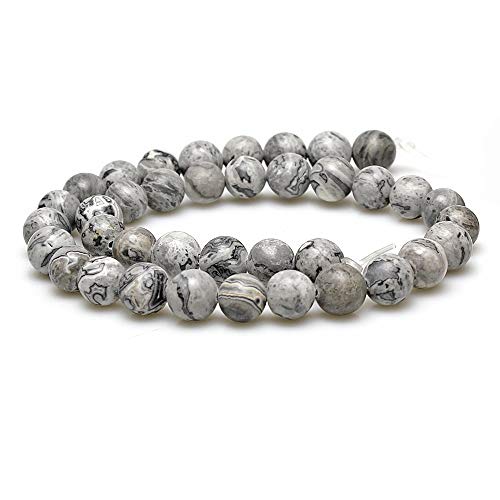 jartc Perlen Für Energie Armbänder Yoga Armband Armband DIY Natürliche Perlen Grau Picasso Jaspis 32 Stück, 34 cm, 12 mm von jartc