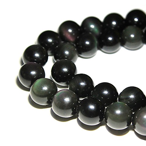jartc Perlen Für Energie Armbänder Yoga Armband Armband DIY Natürliche Perlen Regenbogen Obsidian 32 Stück, 34 cm, 12 mm von jartc
