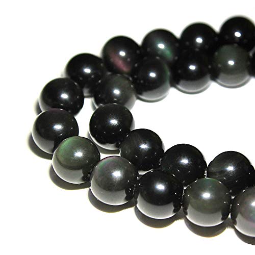 jartc Perlen Für Energie Armbänder Yoga Armband Armband DIY Natürliche Perlen Regenbogen Obsidian 38 Stück, 34 CM, 10 mm von jartc