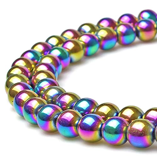 jartc Perlen Für Energie Armbänder Yoga Armband Armband DIY Natürlichen Perlen Nichtmagnetische Regenbogen Hematit 32 Stück, 34 cm, 12 mm von jartc