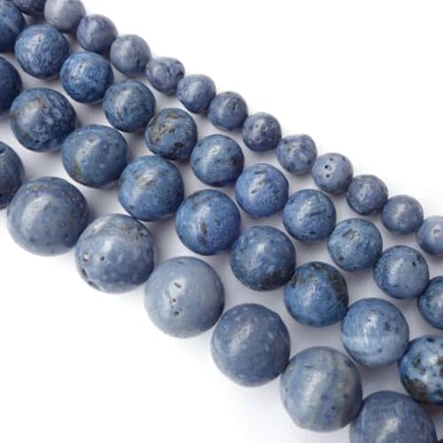 jartc Perlen Für Energie Armbänder Yoga Armband Armband DIY Naturstein Perlen Blaue Koralle 60 Stück, 34 cm, 6 mm von jartc