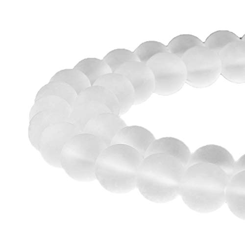 jartc Perlen Für Energie Armbänder Yoga Armband Armband DIY Naturstein Perlen Mattierte Weißer Quarz Kristall 32 Stück, 34 cm, 12 mm von jartc