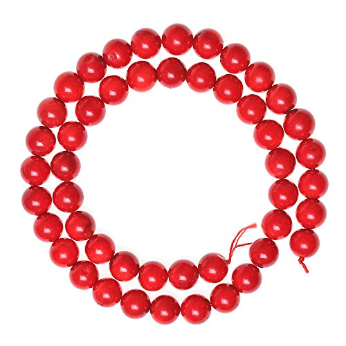 jartc Perlen Für Energie Armbänder Yoga Armband Armband DIY Naturstein Perlen Rot Koralle 60 Stück, 34 cm, 6 mm von jartc
