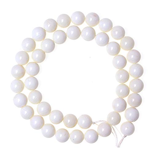 jartc Perlen Für Energie Armbänder Yoga Armband Armband DIY Naturstein Perlen Weiße Koralle 45 Stück, 34 cm, 8 mm von jartc