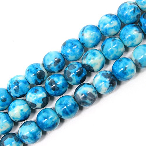 jartc Perlen Für Energie Armbänder Yoga Armband Armband DIY Perlen Blau Weiß Grau Kieselsteine 32 Stück, 34 cm, 12 mm von jartc