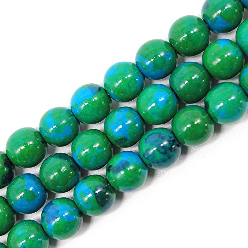 jartc Perlen Für Energie Armbänder Yoga Armband Armband DIY Perlen Blaugrün Kieselsteine 32 Stück, 34 cm, 12 mm von jartc