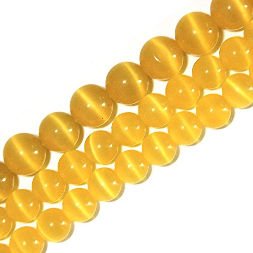 jartc Perlen Für Energie Armbänder Yoga Armband Armband DIY Perlen Gelb Katzenauge Stein 60 Stück, 34 cm, 6 mm von jartc