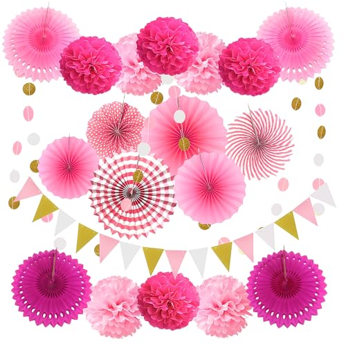 jascaela Party Dekorationen Set - Wimpel Banner Flaggen, Pom Poms Blumen, Kreis Punkte Hängende Girlande, Papierfächer, Wabenball für Geburtstag Babyparty Abschlussfeier jascaela Party Dekorationen Set - Wimpel Banner Flaggen, Pom Poms Blumen, Kreis Punkte Hängende Girlande, Papierfächer, Wabenball für Geburtstag Babyparty Abschlussfeier von jascaela