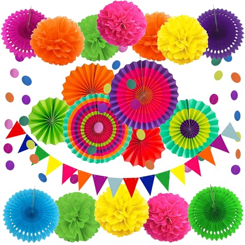 jascaela Party Dekorationen Set - Wimpel Banner Flaggen, Pom Poms Blumen, Kreis Punkte Hängende Girlande, Papierfächer, Wabenball für Geburtstag Babyparty Abschlussfeier jascaela Party Dekorationen Set - Wimpel Banner Flaggen, Pom Poms Blumen, Kreis Punkte Hängende Girlande, Papierfächer, Wabenball für Geburtstag Babyparty Abschlussfeier von jascaela