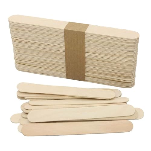 jatimdotin 50 Stück Eisstiele Holz, 15x1,8cm Holzstäbchen zum Basteln, Eisstiele Holzspatel, Eisstäbchen Holz, Spatel für Kosmetik, Wachsen, Holzspachtel, Bastel Zubehör von jatimdotin
