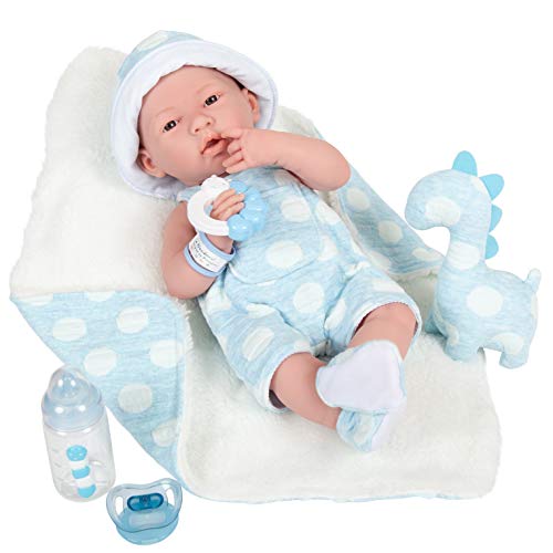JC TOYS La Newborn Puppe für Neugeborene, 38 cm, aus weichem Vinyl, inkl. Kleidung, Plüschtier und 4 Zubehörteile, Kind, blau, entworfen in Spanien von Berenguer, 2 Jahre JC TOYS La Newborn Puppe für Neugeborene, 38 cm, aus weichem Vinyl, inkl. Kleidung, Plüschtier und 4 Zubehörteile, Kind, blau, entworfen in Spanien von Berenguer, 2 Jahre von jc toys