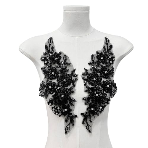 Stickerei-Applikation mit Strasssteinen, Perlen, zum Aufnähen, Hochzeitskleid, Abendkleid, Dekoration Stickerei-Applikation mit Strasssteinen, Perlen, zum Aufnähen, Hochzeitskleid, Abendkleid, Dekoration von jdstty