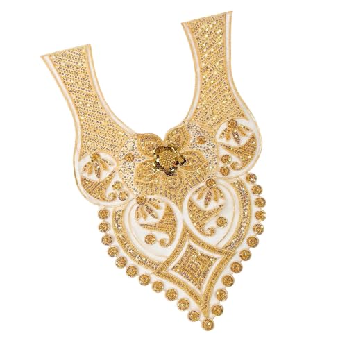 Stickerei Pailletten Perlen Applikation Nähen auf Perlen Kragen Patches Hochzeitskleid Applikation für Abendkleid Brautkleid von jdstty