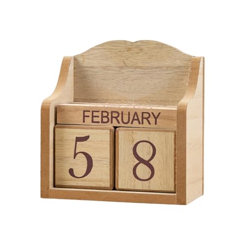 Vintage Design Hölzerne Dauerhafte Kalender Einstellbare Datum Monatsmonat Display Block Home Office Desk Decors Fotografie Requisiten von jdstty