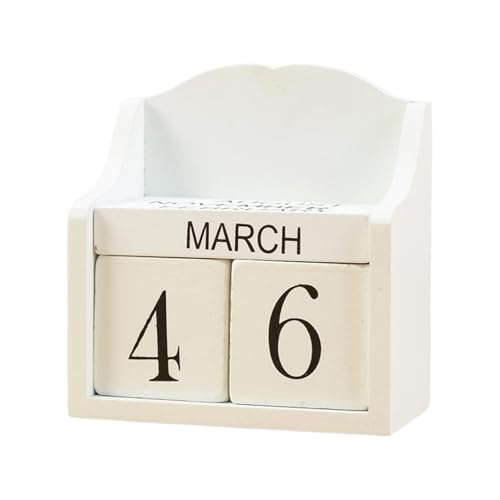 Vintage Design Hölzerne Dauerhafte Kalender Einstellbare Datum Monatsmonat Display Block Home Office Desk Decors Fotografie Requisiten von jdstty