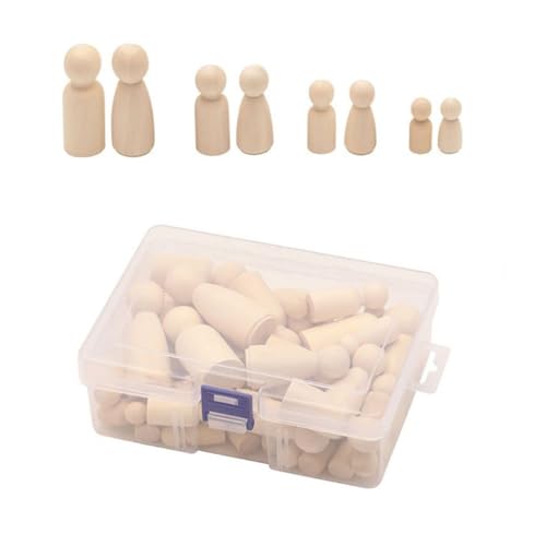 jdstty 50pcs Wood Peg Dolls Set 4 Größen Bildungsfiguren Puppen Zum Handwerk Und Ornament Mit Aufbewahrungskoffer von jdstty