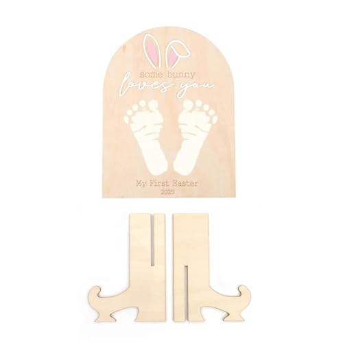 jdstty Holzbrett mit Aufschrift "Easters Footprint Keepsakes" für Babys erste Ostermeilensteine, Holzschild und Kinderzimmer-Tischdekoration jdstty Holzbrett mit Aufschrift "Easters Footprint Keepsakes" für Babys erste Ostermeilensteine, Holzschild und Kinderzimmer-Tischdekoration von jdstty