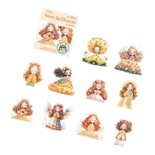 Cartoon Mädchen Aufkleber Blumen Sammelalbum Journal Dekorative Landschaft Dekoratives Cartoon Mädchen von jebyltd