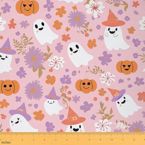 Halloween-Stoff mit lustigem Geistermotiv, 2 Yard Kürbis für Zuhause, DIY-Projekte, wasserdichte Dekoration für Kinder und Erwachsene, botanischer Blumendruck, Polsterstoff für Stühle, Hexenhut Halloween-Stoff mit lustigem Geistermotiv, 2 Yard Kürbis für Zuhause, DIY-Projekte, wasserdichte Dekoration für Kinder und Erwachsene, botanischer Blumendruck, Polsterstoff für Stühle, Hexenhut von jejeloiu