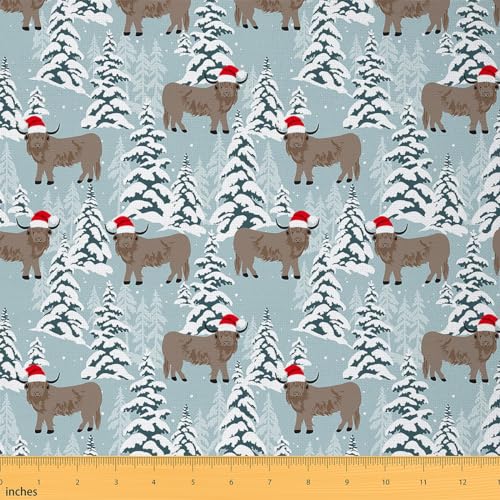 Weihnachtlicher Polsterstoff für Stühle, 91 cm, Hochlandkuh, Stoff, Meterware für Kinder, Jungen, Mädchen, Cartoon-Tiere, dekorativ, wasserdicht, Outdoor-Stoff Weihnachtlicher Polsterstoff für Stühle, 91 cm, Hochlandkuh, Stoff, Meterware für Kinder, Jungen, Mädchen, Cartoon-Tiere, dekorativ, wasserdicht, Outdoor-Stoff von jejeloiu