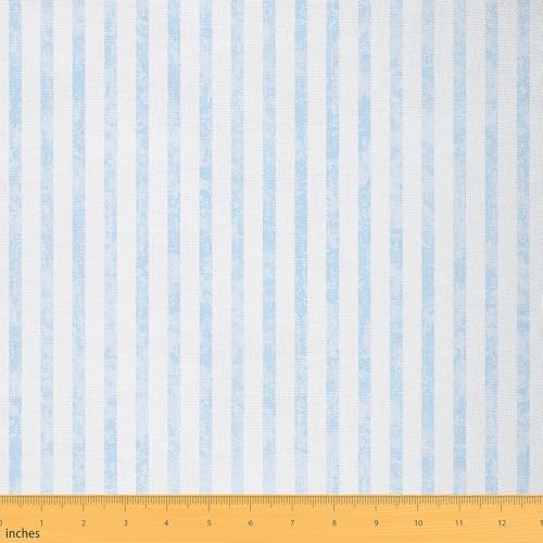 jejeloiu Blauer gestreifter Stoff von The Yard Moderner einfacher Polsterstoff zum Nähen, Basteln, niedliche Geometrie, wasserdicht, für Innen- und Außenbereich, Dekoration für Zuhause, DIY-Projekte von jejeloiu