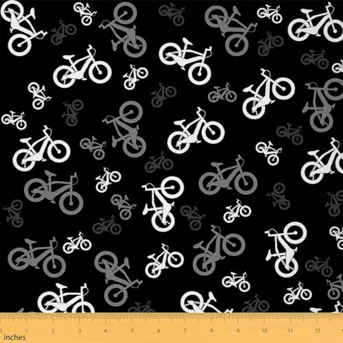 jejeloiu Fahrrad-Polsterstoff für Stühle, 91 cm, Sport-Themen-Stoff, Meterware, Cartoon, dekorativer wasserdichter Outdoor-Stoff, schwarz-weiß, Outdoor-Stoff jejeloiu Fahrrad-Polsterstoff für Stühle, 91 cm, Sport-Themen-Stoff, Meterware, Cartoon, dekorativer wasserdichter Outdoor-Stoff, schwarz-weiß, Outdoor-Stoff von jejeloiu